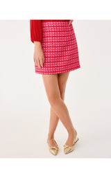 Kels Boucle Mini Skirt - Cranberry Red Fiesta Boucle