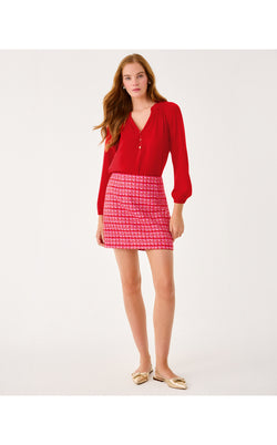 Kels Boucle Mini Skirt - Cranberry Red Fiesta Boucle