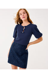 Kels Boucle Mini Skirt - Low Tide Navy After Party Lurex Boucle