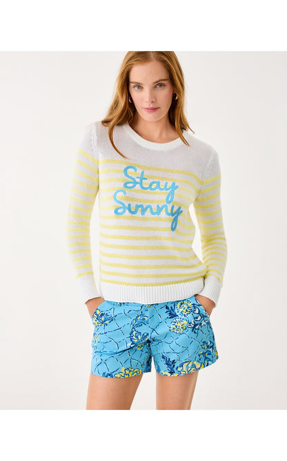 Kelsa Sweater - Resort White Stay Sunny Embroidery