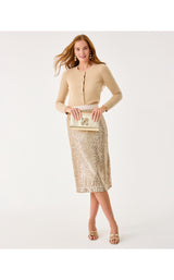 Kendrick Midi Skirt - Gold Metallic Treasure Box Sequin Knit