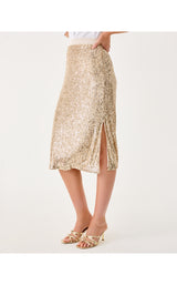 Kendrick Midi Skirt - Gold Metallic Treasure Box Sequin Knit