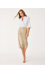 Kendrick Midi Skirt - Gold Metallic Treasure Box Sequin Knit
