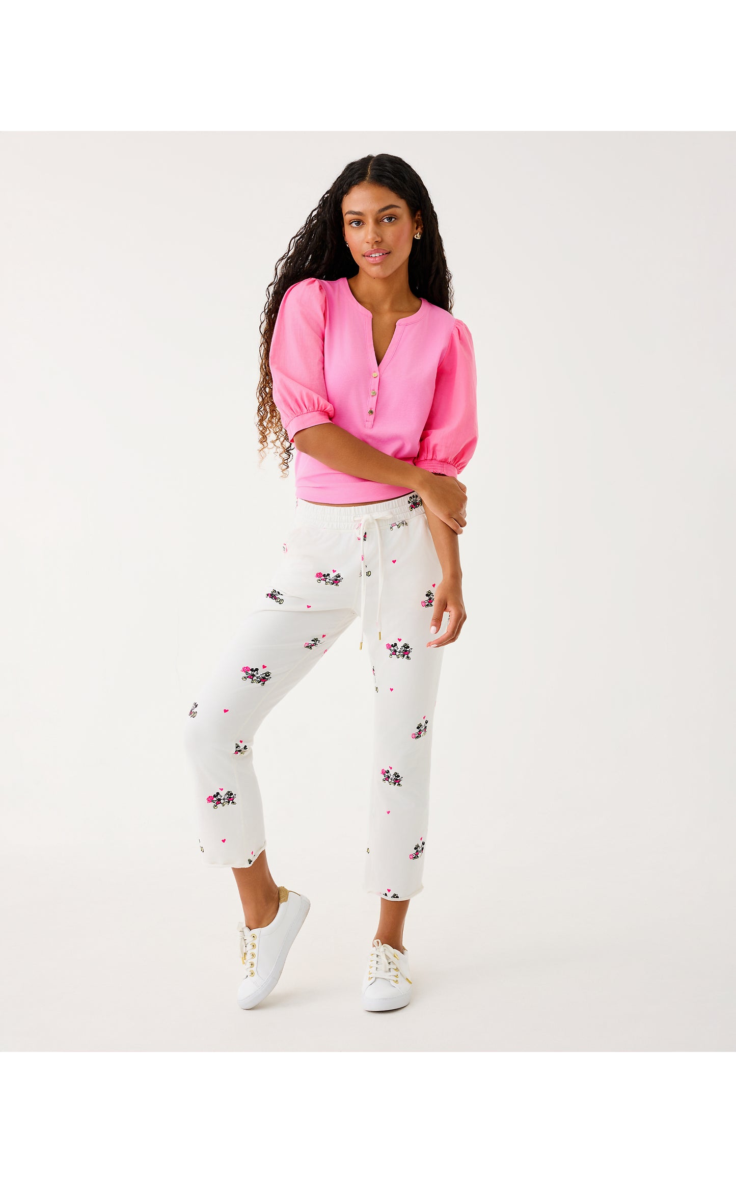 Playa Crop Terry Pant - Coconut Disney Half Drop