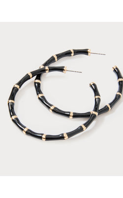 Bamboo Forrest Hoop Earrings - Noir