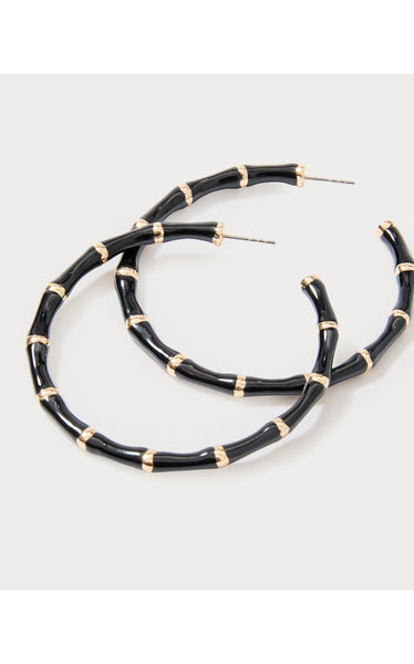 Bamboo Forrest Hoop Earrings - Noir