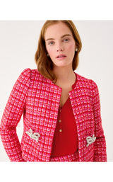 Kimia Boucle Jacket - Cranberry Red Fiesta Boucle