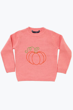 Girls Chain Stitch Pumpkin Crewneck Sweater