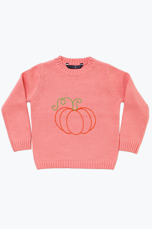 Girls Chain Stitch Pumpkin Crewneck Sweater