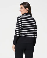 SPANX® AirEssentials Mock Neck Top - Very Black Stripe