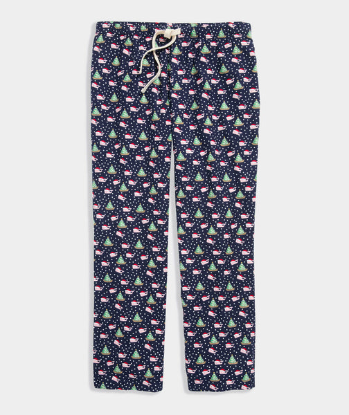 Flannel Pajama Pants - Santa Whale Navy