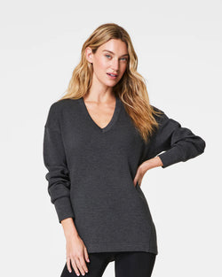 SPANX® AirEssentials Brushed V-Neck Tunic - Dark Heather Grey