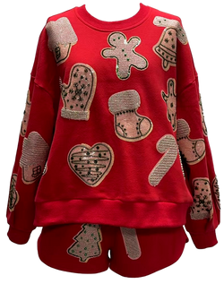 Red Fuzzy Christmas Cookie Sweatshirt