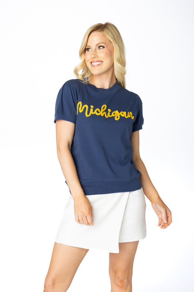 The Michigan Glitter Script Short Sleeve