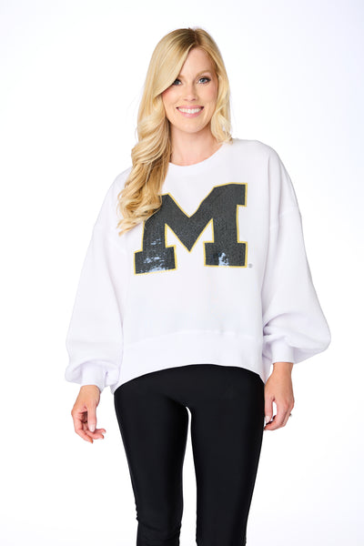 The Michigan Sequin Balloon Pullover