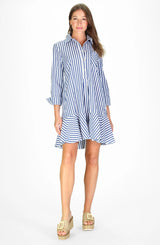 Iris Dress in Navy and White Classic Stripe