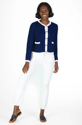 Navy and White Lady Cardigan