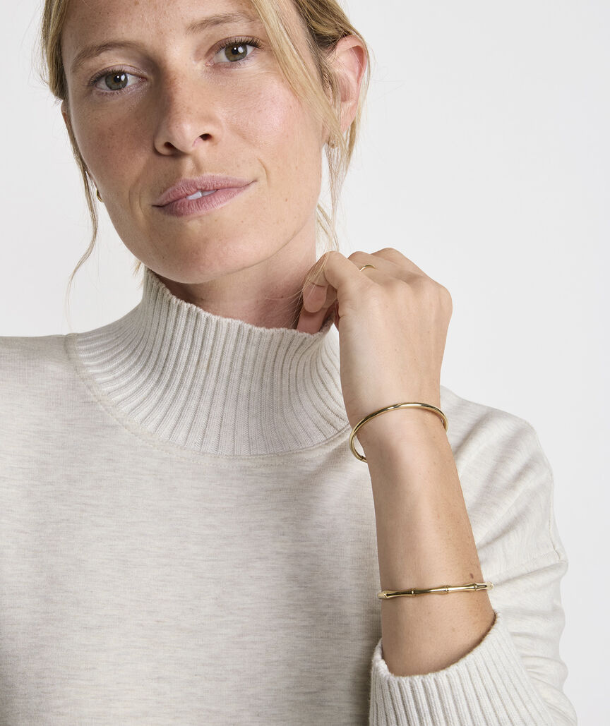 Dreamcloth® Ribbed Trim Funnel-Neck Pullover - Marshmallow Heather