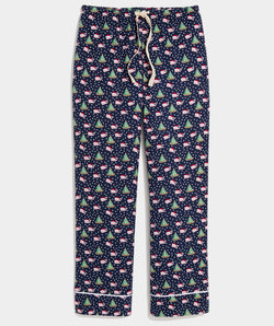 Flannel Pajama Pants - Santa Whale Navy