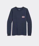 Ghost Pups Logo Box Long-Sleeve Pocket Tee - Blue Blazer