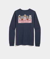 Ghost Pups Logo Box Long-Sleeve Pocket Tee - Blue Blazer
