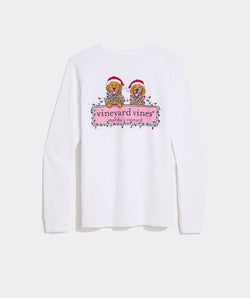 Women's String Lights Pups Logo Box Long-Sleeve Pocket Tee