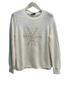 Clara Embroidered Crew Chunky - Pure Snow/Half Moon