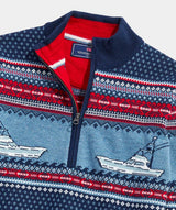 Boys' Fishing Fair Isle Quarter-Zip - Nautical Navy