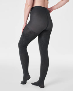 SPANXshape™ Cozy Rib Knit Shorty Tights - Charcoal Heather