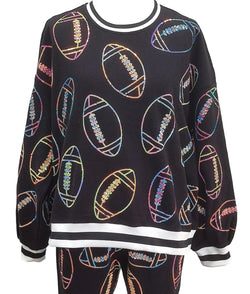 Black Multi Football Sport Stripe Sweatshirt