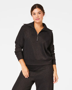 SPANX® AirEssentials Half Zip - Very Black/Silver Shimmer