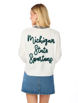 The Michigan State Glitter Script Cardigan