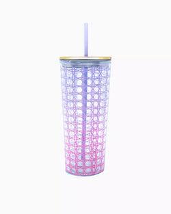 Tumbler with Straw - Spearmint Caning Ombre