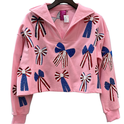 Light Pink USA Bow Collar Sweatshirt
