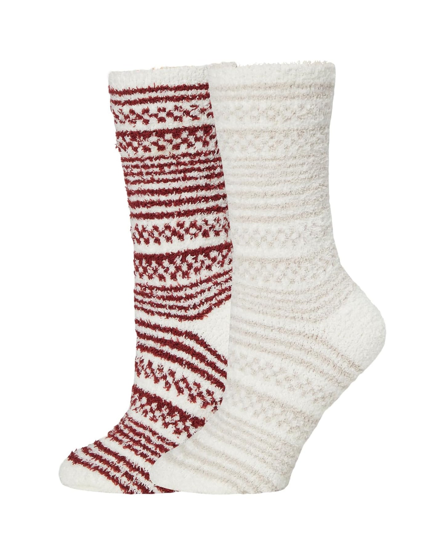 CozyChic Checkered Stripe Sock - Crimson