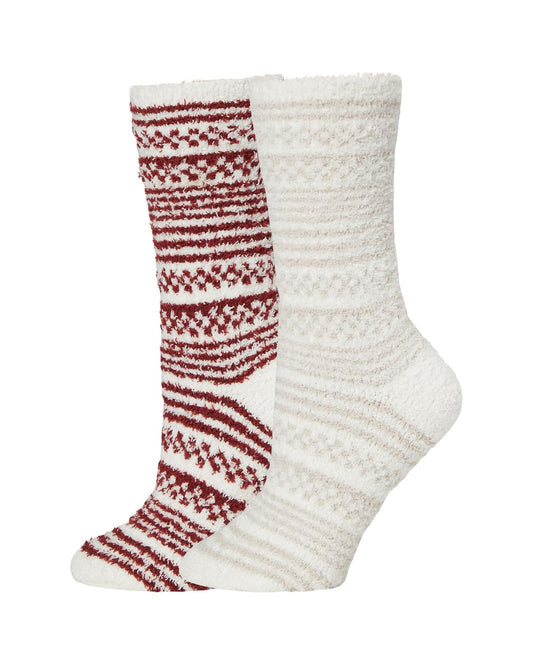 CozyChic Checkered Stripe Sock - Crimson