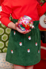 Critter Beasley Bag Skirt (Corduroy) - Grier Green with Santa Embroidery