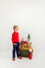Long Sleeve Prim & Proper Polo  - Richmond Red with Worth Avenue White Stork