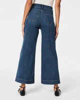 SPANXshape™ EveryWear Cropped Wide Leg Jeans with Patch Pockets - Shaded Blue