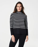 SPANX® AirEssentials Mock Neck Top - Very Black Stripe