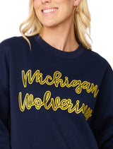 The Michigan Wolverines Rhinestone Balloon Sleeve Pullover