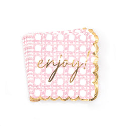 Paper Beverage Napkins - Pink Cane