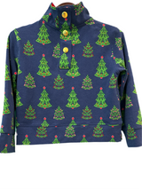 Girls Baker Quarter Snap - Navy Festive Trees