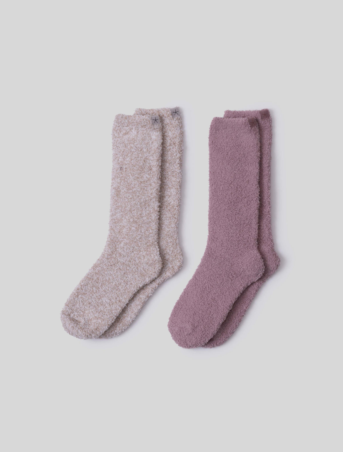 CozyChic® 2 Pair Sock Set - Teaberry / Heathered Stone