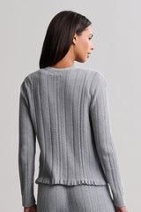 CozyChic Ultra Lite® Cable Knit Cardigan with Ruffle - Moonbeam