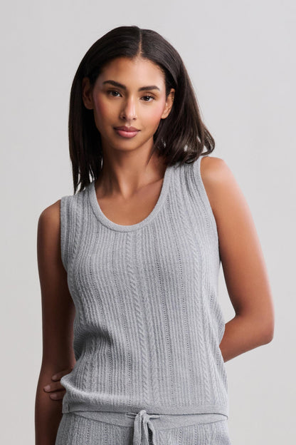 CozyChic Ultra Lite® Cable Knit Tank - Moonbeam