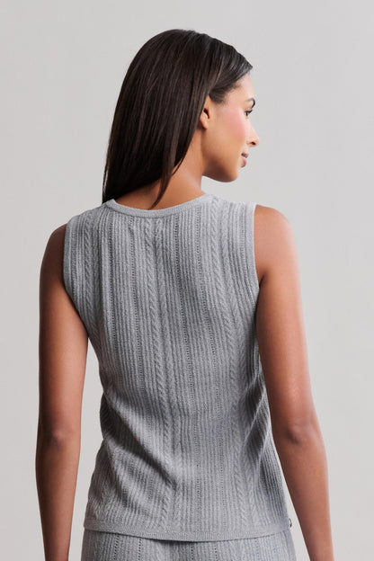 CozyChic Ultra Lite® Cable Knit Tank - Moonbeam