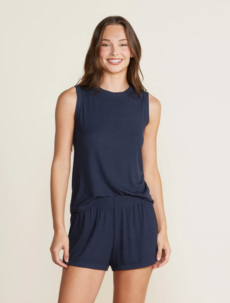 Malibu Collection® Ultra Soft Rib Shorts - Indigo