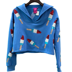 Blue Bomb Pop Collar Sweatshirt