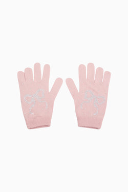 Coline Rhinestone Bow Wool-Blend Gloves - Pink Salt